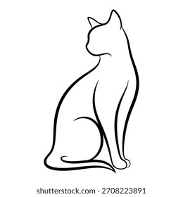 Katze im Outline-Stil einzeln auf weißem Hintergrund für Heimtierkonzept