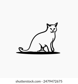 cat outline vector design template . cat doodle drawing . line art cat vector inspiration