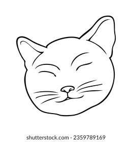 ilustración de vector de contorno de gato, aislado en fondo blanco, vista superior