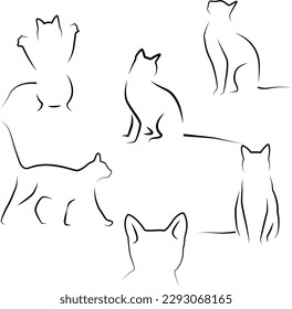 Cat outline vector silhouette bundle