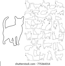 cat outlines set