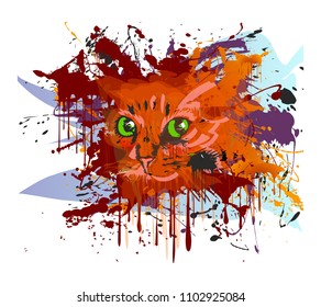 Cat paint style vector illustration isolated on white background
