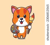 cat painter cartoon vector illustration.
Vector cartoon Illustration suitable for poster, brochure, web, mascot, sticker, logo and icon.