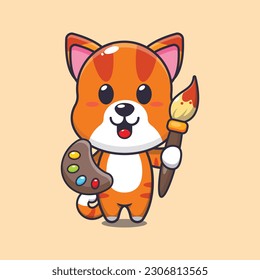 cat painter cartoon vector illustration.
Vector cartoon Illustration suitable for poster, brochure, web, mascot, sticker, logo and icon.