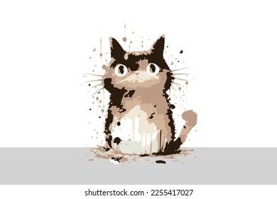 cat painting in ink splatter style, very suitable for book covers, decorations and the like