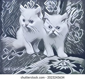 Cat painting,  very cool color and realistic 