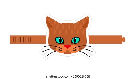 Cat paper mask template. Pet carnival mask holiday. New year masquerade. vector illustration