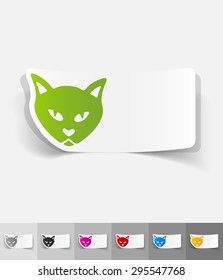 cat paper sticker with shadow. Vector illustration