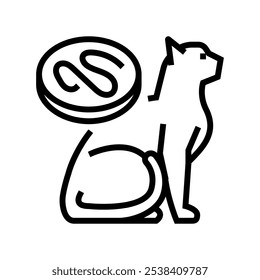 Gato parásito gusano línea icono Vector. gusano parásito gato signo. contorno aislado símbolo negro ilustración