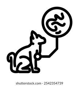 Gato parásito gusano línea icono Vector. gusano parásito gato signo. contorno aislado símbolo negro ilustración