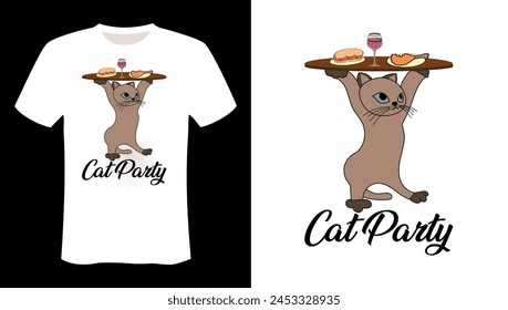 Cat Party Funny Cat T Shirt Design - Cat Lover T shirt Design
