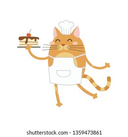 Cat pastry chef. Vector illustration.