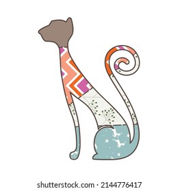 cat patchwork toy animal, vector