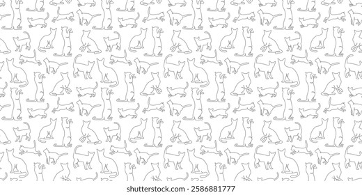cat pattern background. cat doodle pattern background. Seamless pattern with doodle cat illustration.