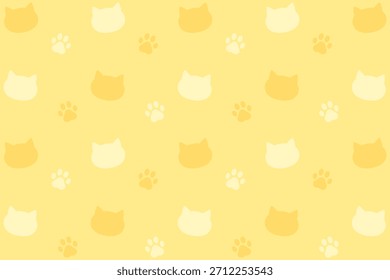 Ilustración de fondo de patrón de gato (amarillo)