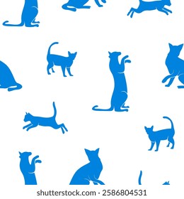 cat pattern background. cat silhouette pattern background. Seamless pattern with silhouettes of cats.