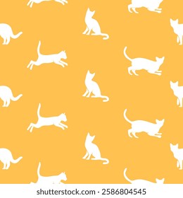 cat pattern background. cat silhouette pattern background. Seamless pattern with silhouettes of cats.