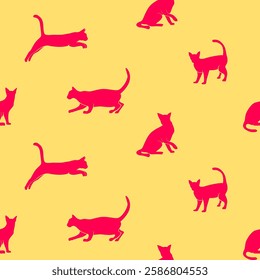 cat pattern background. cat silhouette pattern background. Seamless pattern with silhouettes of cats.