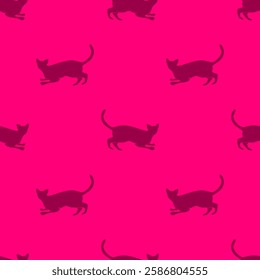 cat pattern background. cat silhouette pattern background. Seamless pattern with silhouettes of cats.