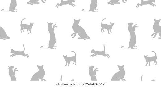 cat pattern background. cat silhouette pattern background. Seamless pattern with silhouettes of cats.