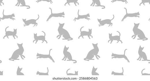 cat pattern background. cat silhouette pattern background. Seamless pattern with silhouettes of cats.