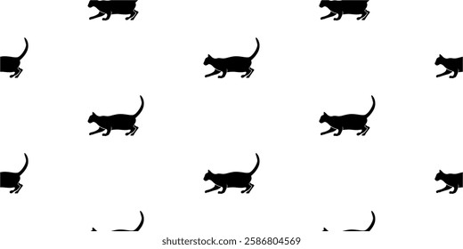 cat pattern background. cat silhouette pattern background. Seamless pattern with silhouettes of cats.