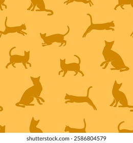 cat pattern background. cat silhouette pattern background. Seamless pattern with silhouettes of cats.