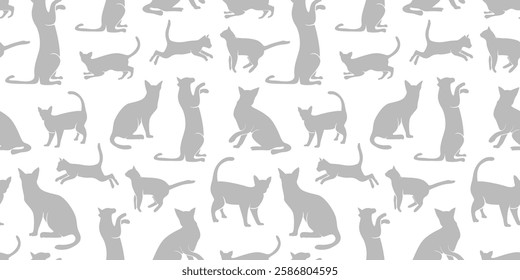 cat pattern background. cat silhouette pattern background. Seamless pattern with silhouettes of cats.