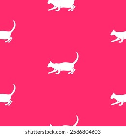 cat pattern background. cat silhouette pattern background. Seamless pattern with silhouettes of cats.