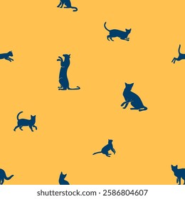 cat pattern background. cat silhouette pattern background. Seamless pattern with silhouettes of cats.