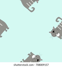 cat pattern blue background vector illustration 