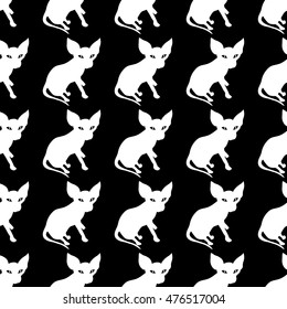 Cat pattern can be used for decoration of cat food and accessories, posters, cloth, clothing. Black-and-white design.