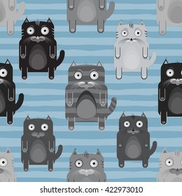 Cat pattern. Cartoon vector seamless background.