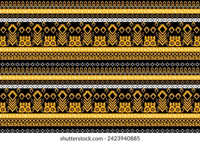 Cat pattern design fabric abstract cat cartoon cat ethnic tribal black white yellow textile circle triangle vector background for paint textile carpet blanket pillow linoleum background repeat pants