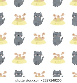 Cat Pattern. funny cat seamless pattern