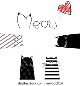cat pattern meow heart vector illustration