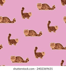 cat pattern on light purple background