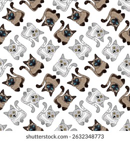 Cat pattern on white isolate background