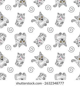Cat pattern on white isolated background