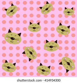 cat pattern. pink background vector illustration 