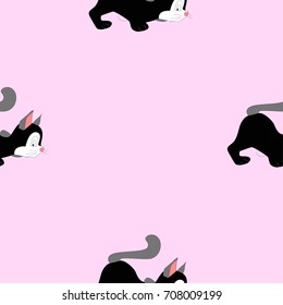 cat pattern pink background vector illustration 