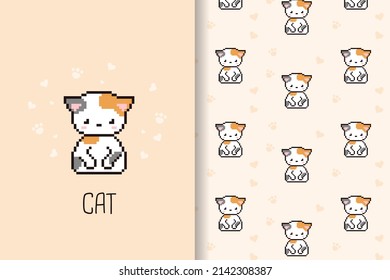 cat pattern pixel art style