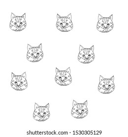 Cat pattern. Ready illustrations for cards, posters, stickers, books for children, print, design, t-shirts.
Hand-drawn. Cartoon style. Vector