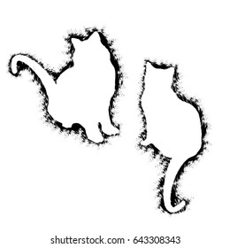Cat pattern from scratch. Chalk coal. Vector illustration.