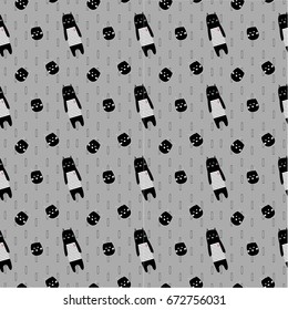 cat pattern seamless pattern grey background vector illustration