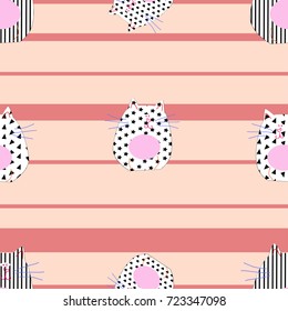 cat pattern seamless pattern lines vector illustration 
