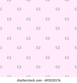 cat pattern seamless pattern pink background vector illustration 