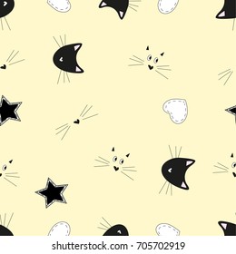 cat pattern seamless pattern vector illustration 