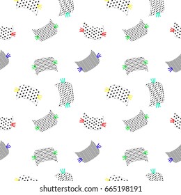 cat pattern seamless pattern white background vector illustration
