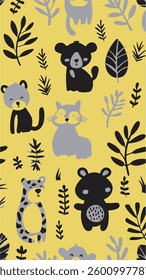 cat pattern with various colorful cats, seamless pattern